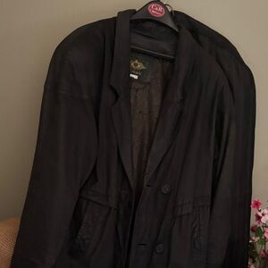 Avanti Black Trench Coat for Men leather